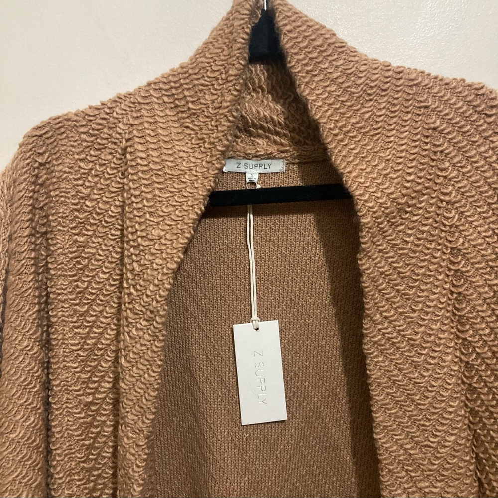 Z Supply Molly Boucle Open Front Long Sweater Size Small New Tan Brown - Picture 6 of 11